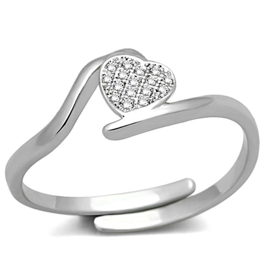 3W464 Rhodium Brass Ring with AAA Grade CZ in